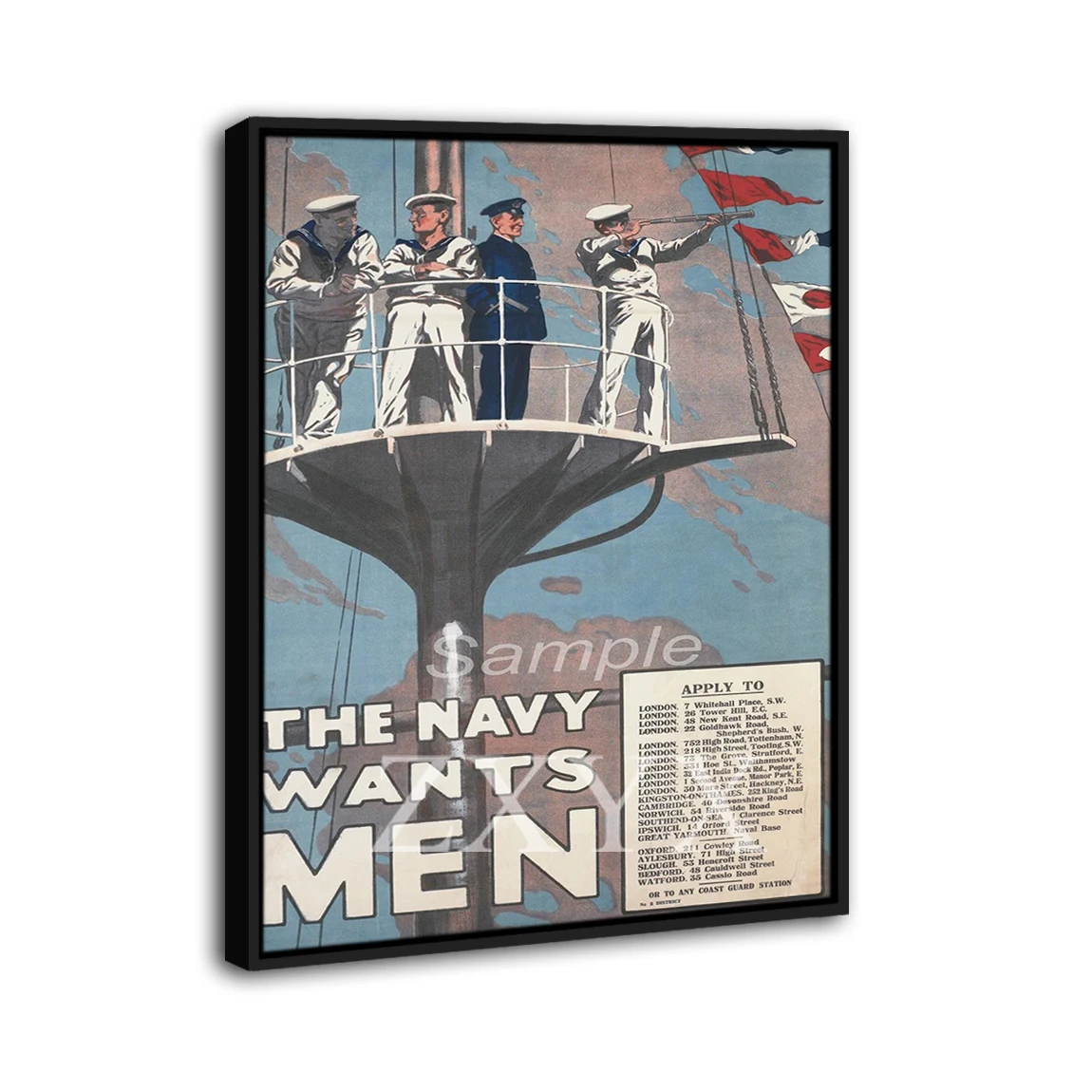 Vintage Navy Wants Men War Framed Poster Print Home Decor Wall Art Painting Oil Canvas