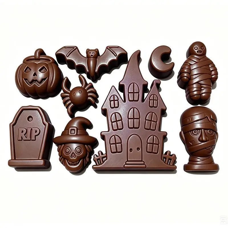 1pc Silicone Halloween Candy Mold With Witch Theme Chocolate Mold For Making Candies Cake Decoration Baking Desserts Candles