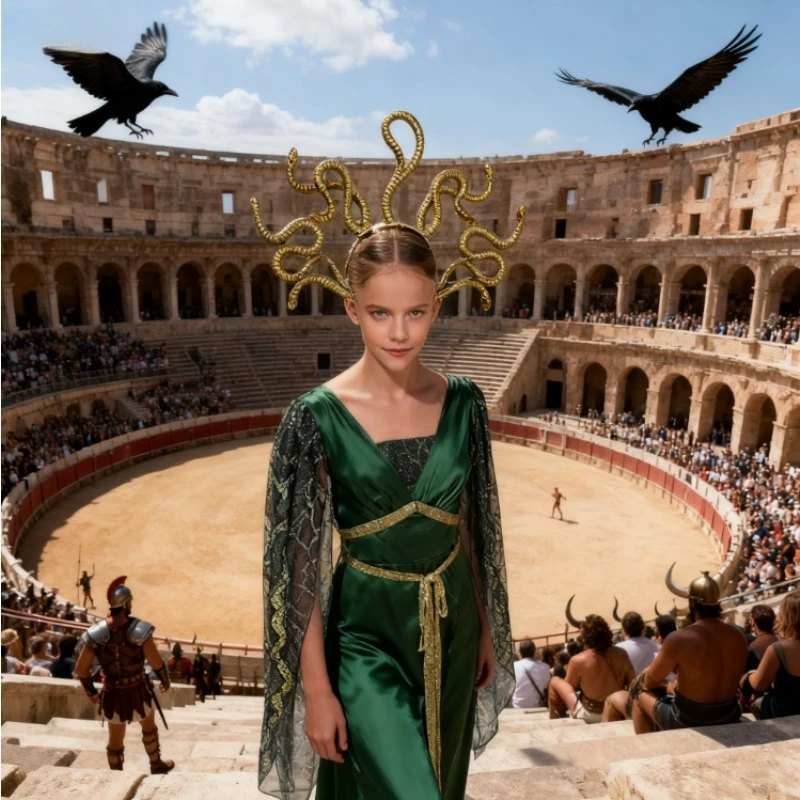 Halloween Popular Greek Mythology Costume Blue Succubus Cosplay Costume Gorgon Scale Performance Costume Stage Styling Set