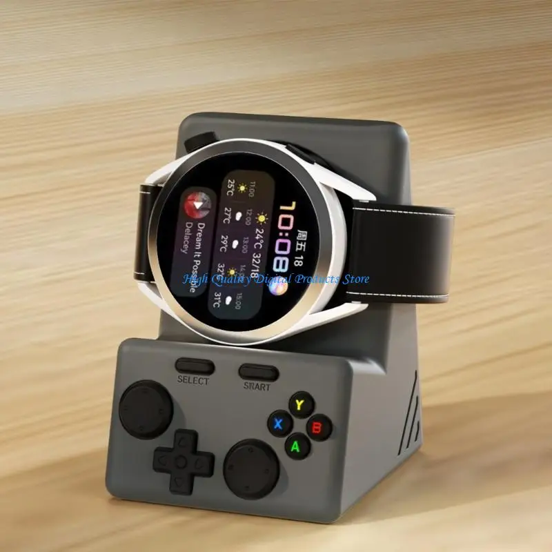 

U2JE Silicone Smartwatch Charging Dock With Unique Retro Pattern And Built In Wire Organizers Desktop Charging Holder