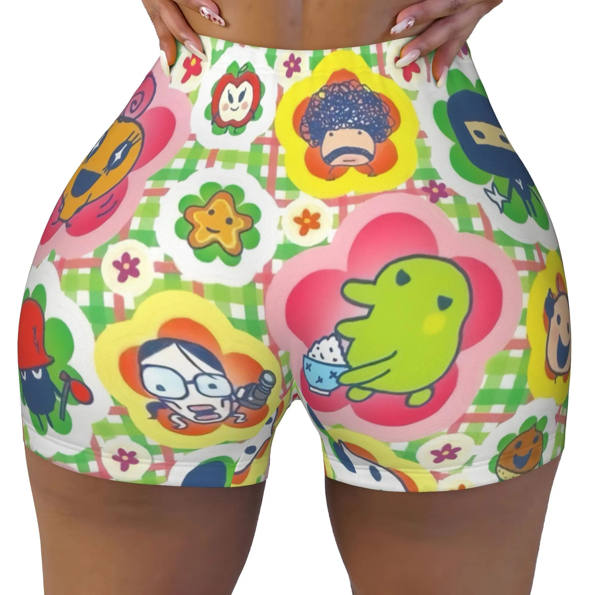 Cartoon Feed Me Tamagotchi Anime  Running Volleyball Workout Shorts for Women Game  Athletic Gym Yoga Shorts