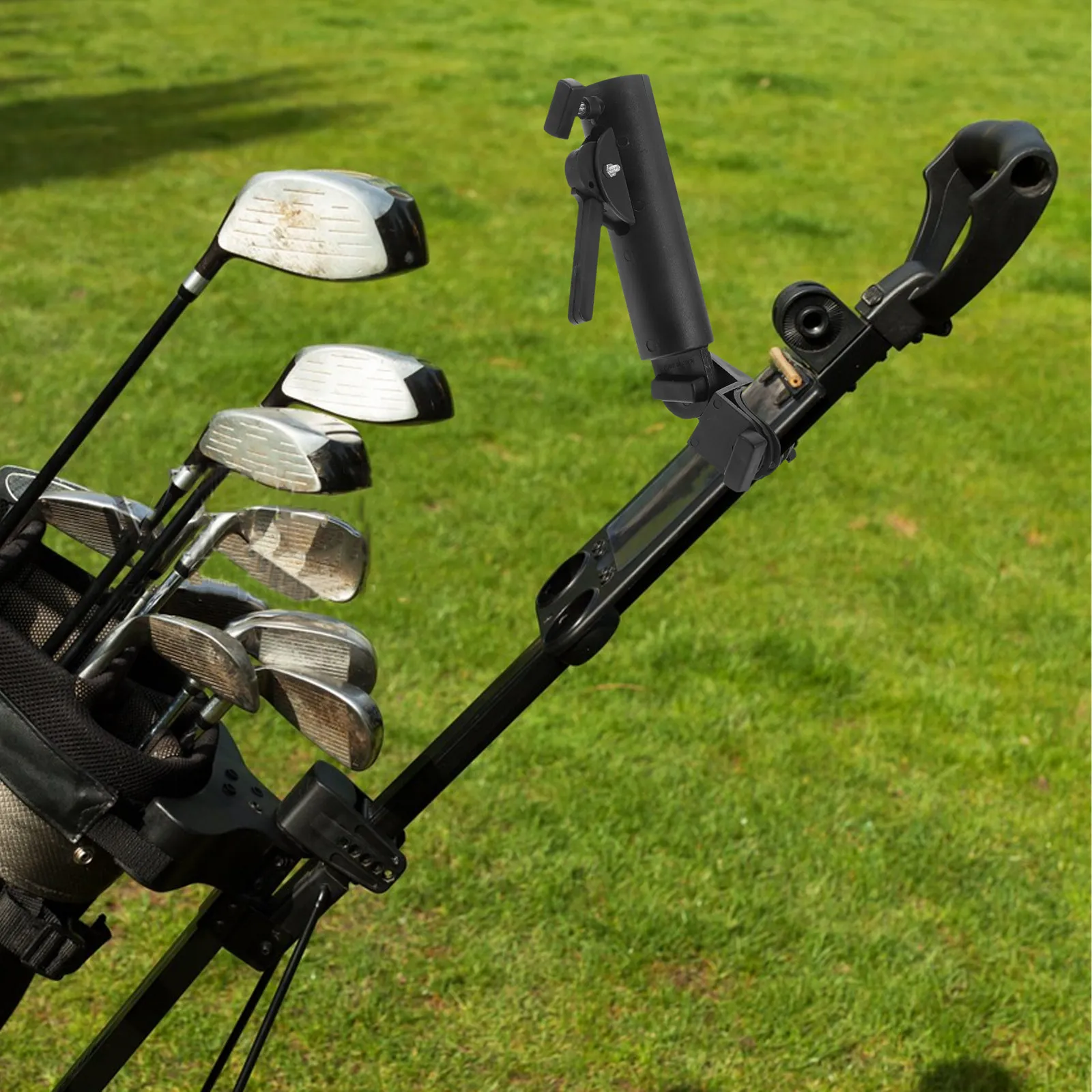 

Umbrella Holder for Golf Push Cart Adjustable Robust Clamp Design Fits Carts Strollers Bikes Chairs Portable Compact Rain Shield