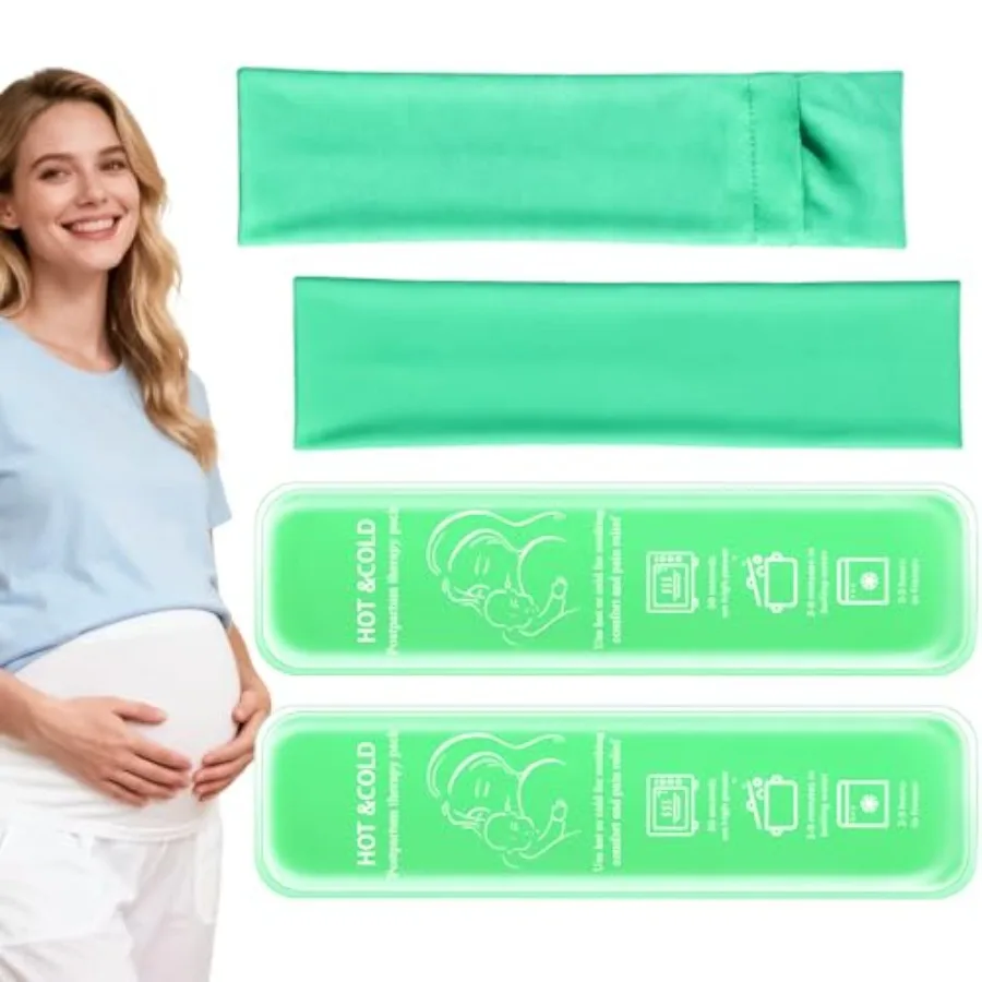 Postpartum Cold Pack, Perineal Cooling Pad Pregnancy and Hemorrhoid Pain Relief, Postpartum Ice Pack Pads with 2 Washable Sleev