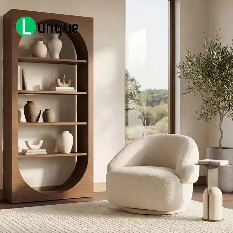 Modern Arched Open Wooden Bookshelf Independent Display Stand Custom Decorative Bookcase for Living Room Home Furniture