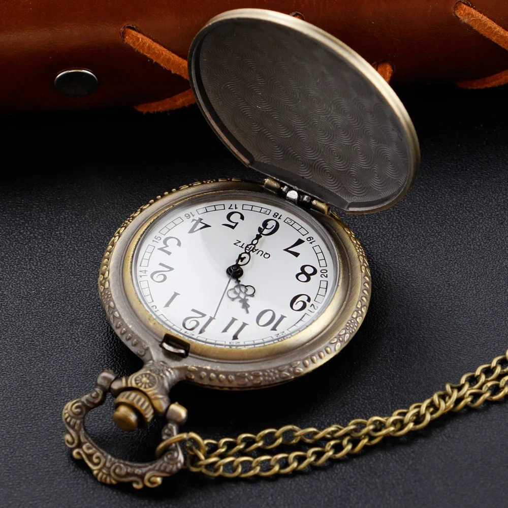 Retro Quartz Pocket Watch for Women Men Terror Death Devil Skeleton Bronze Time Gem Necklace Pendant Children Chain Gifts