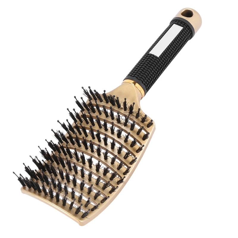 Bebar Bristleヘアブラシ女性用、湾曲したデタンリングヘアブラシ、長い、厚く、薄く、防ぎ、3個