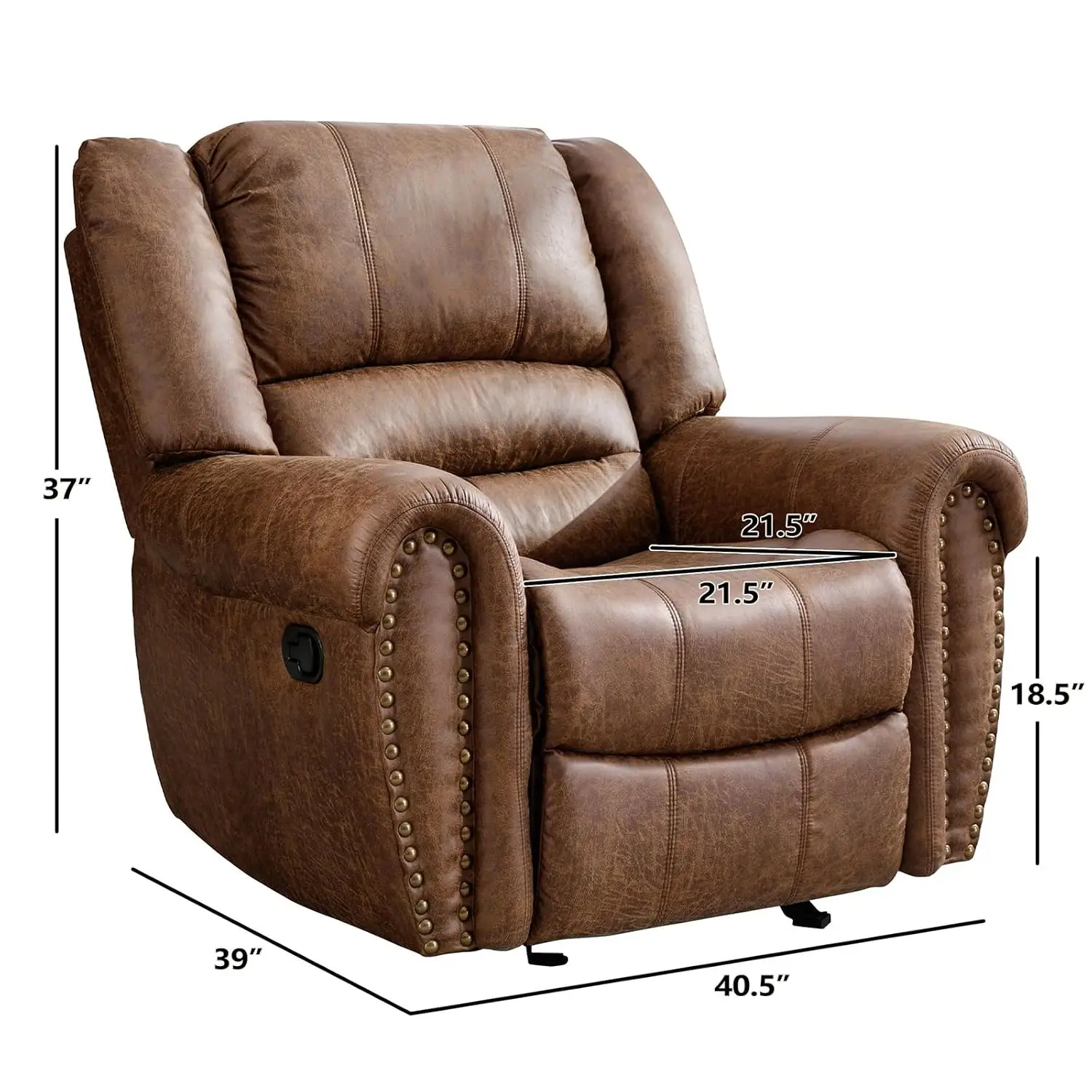 Faux Leather Manual Recliner Chair, Classic Single Reclining Chair with Comfortable Armrest and Backrest, Furniture, Customized