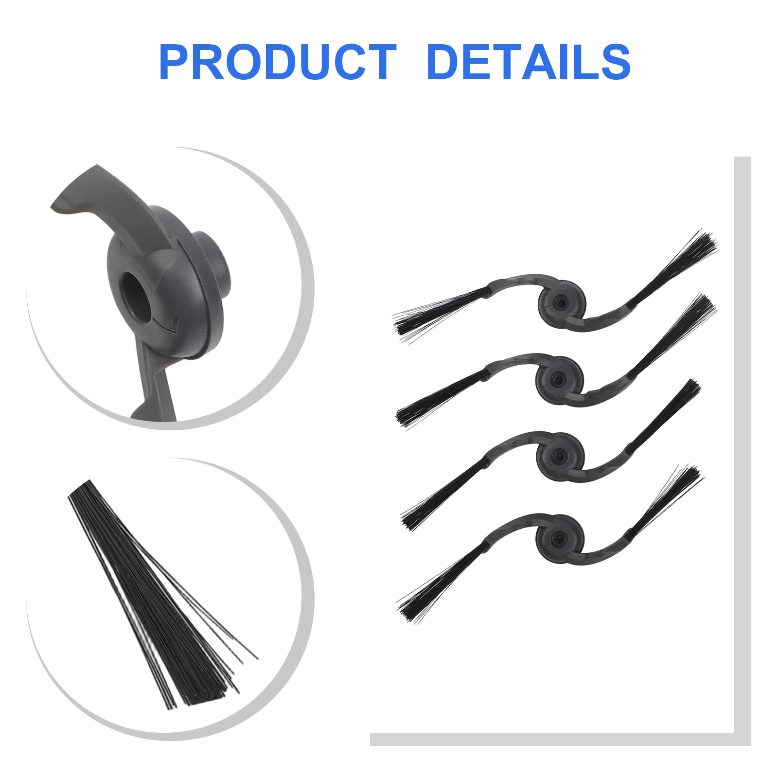 Pack of 4 Replacement Side Brushes for ILIFE A30 and A30pro Robot Vacuum Cleaner Nylon Material for Enhanced Dust Removal