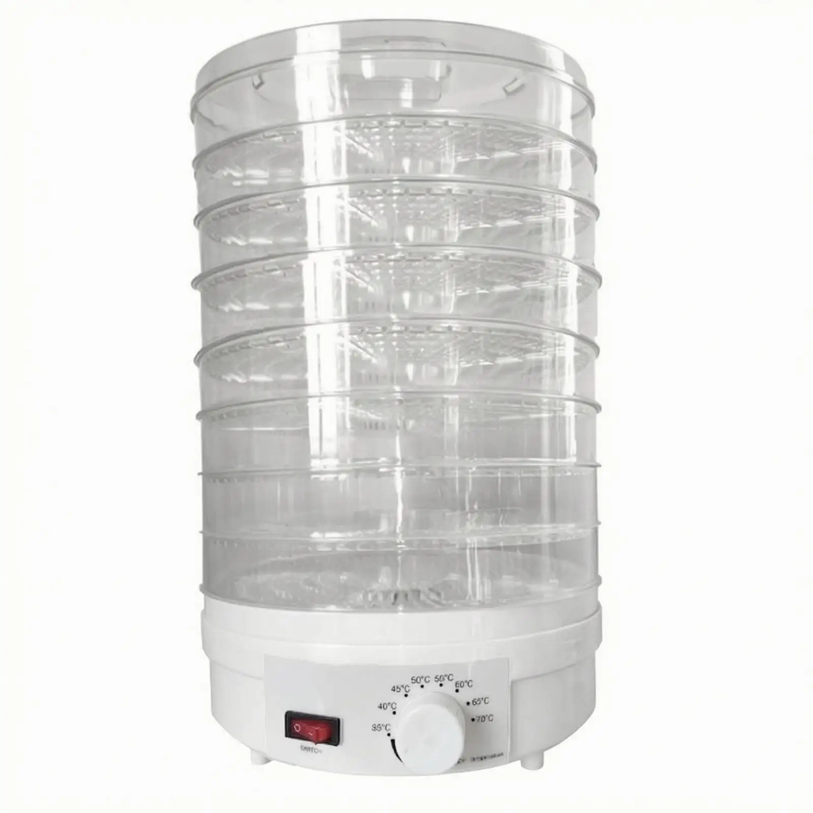 Electric Herb and Fruit Dryer with Stackable Transparent Trays and Simple Rotary Controls for Homemade Dried Foods