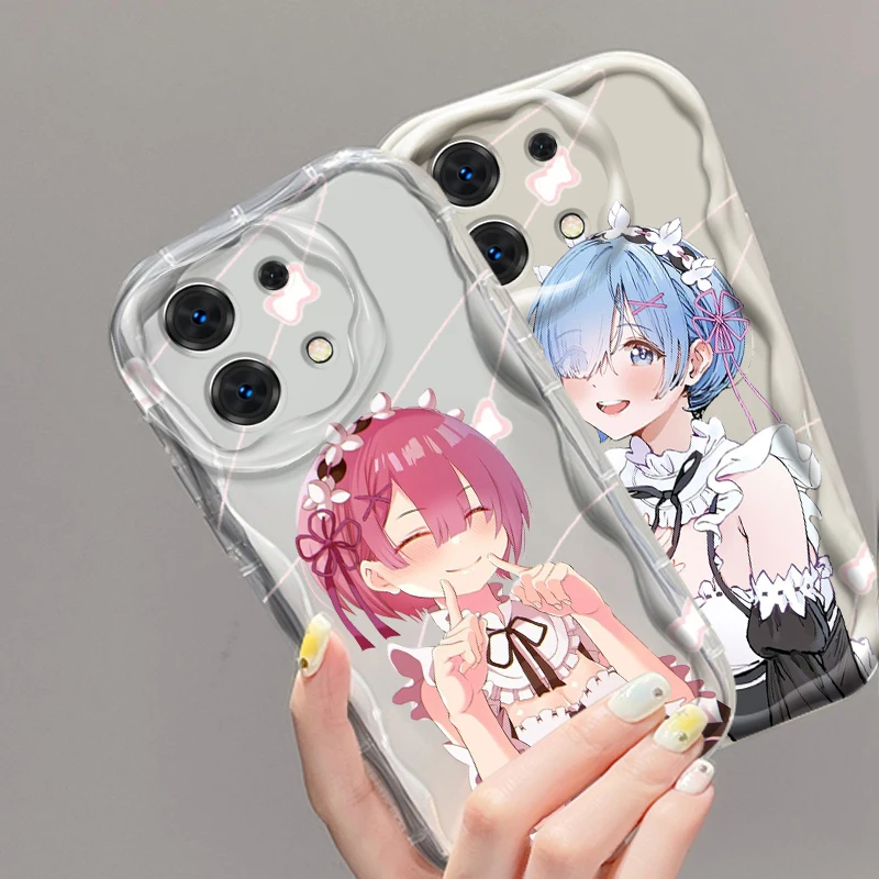 Anime R-Rem R-Ram Maid For Xiaomi Redmi Note 13 12 12S 11S 11 10 9 8 10A 9C 9T Pro Plus 5G Wave Oil TPU Phone Case