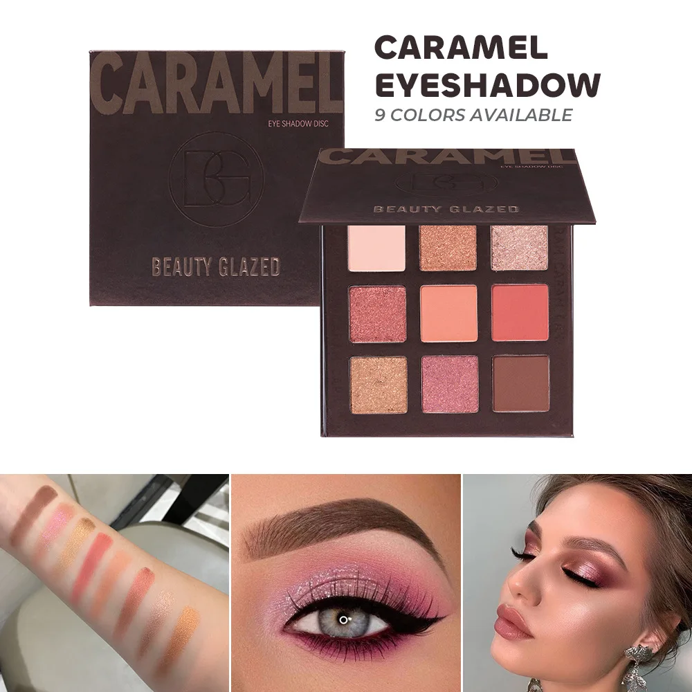 Beauty Glazed – Palette de fards à paupières 9 couleurs, finition mate scintillante, maquillage imperméable longue durée pour les yeux