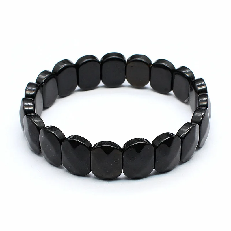 1pc Naturstein Quadrat Perlen Strang Armband Amethyst Rosenquarz Healing Kristall Armreif Schmuck für Frauen Männer Geschenk – Detail 12