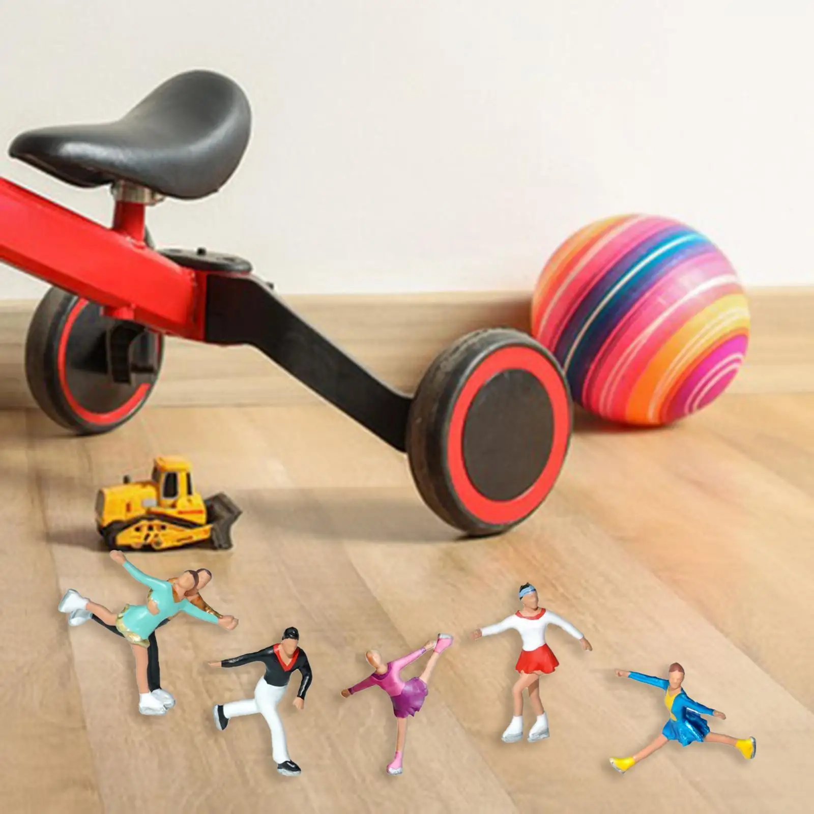 5 قطع بمقياس 1:87 شخصيات مصغرة وحلي للتزلج على الجليد نماذج تماثيل صغيرة للأشخاص #4