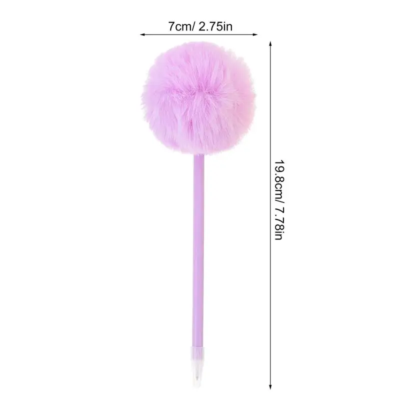 4pcs Students Fluffy Ball Pen Rollerball Pens Ballpoint Decorative Pom Pom Pen