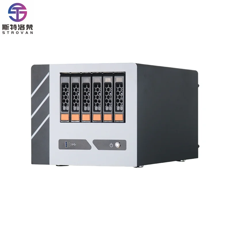 Hot-Swappable 6-Drive NAS PC Case with Mini-ITX Motherboard Home Storage Server with Power Supply and Fan Used Stock Product