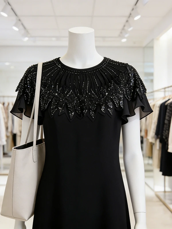 Elegant Black Summer Dress for Women Large Size Fashionable Clothing Item Perfect for Casual Wear Comfortable Loose Fit