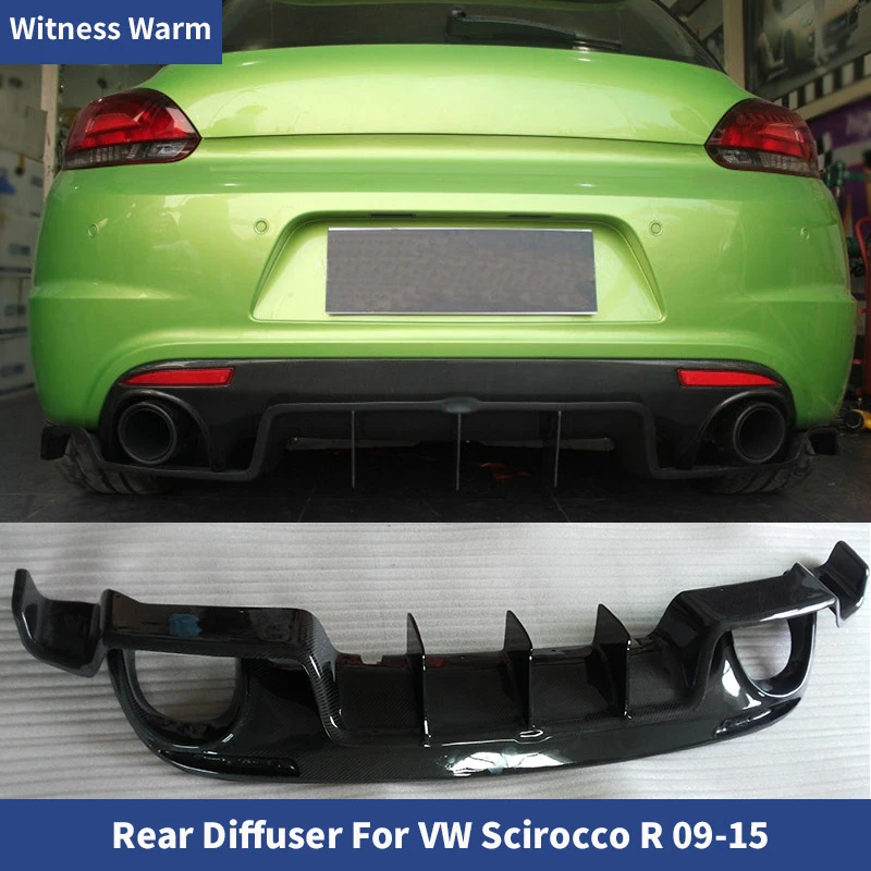 Carbon Fiber Car Rear Diffuser Lip Spoiler for Volkswagen Vw Scirocco r Bumper 2009 - Up Frp Rear Diffuser Splitter