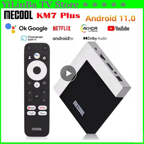 [Genuine]MECOOL KM7 PLUS Netflix TV Box 2GB16GB Android Smart TV 11 Google Certified 4K Amlogic tvbox ip tv WIFI Hebrew Arabic