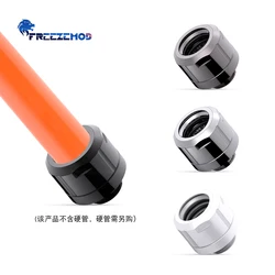 FREEZEMOD-Conexões de tubo rígido para PC Water Cooling, acrílico e tubulação PETG, conector preto e prata, GYGKN-D4, OD14 mm