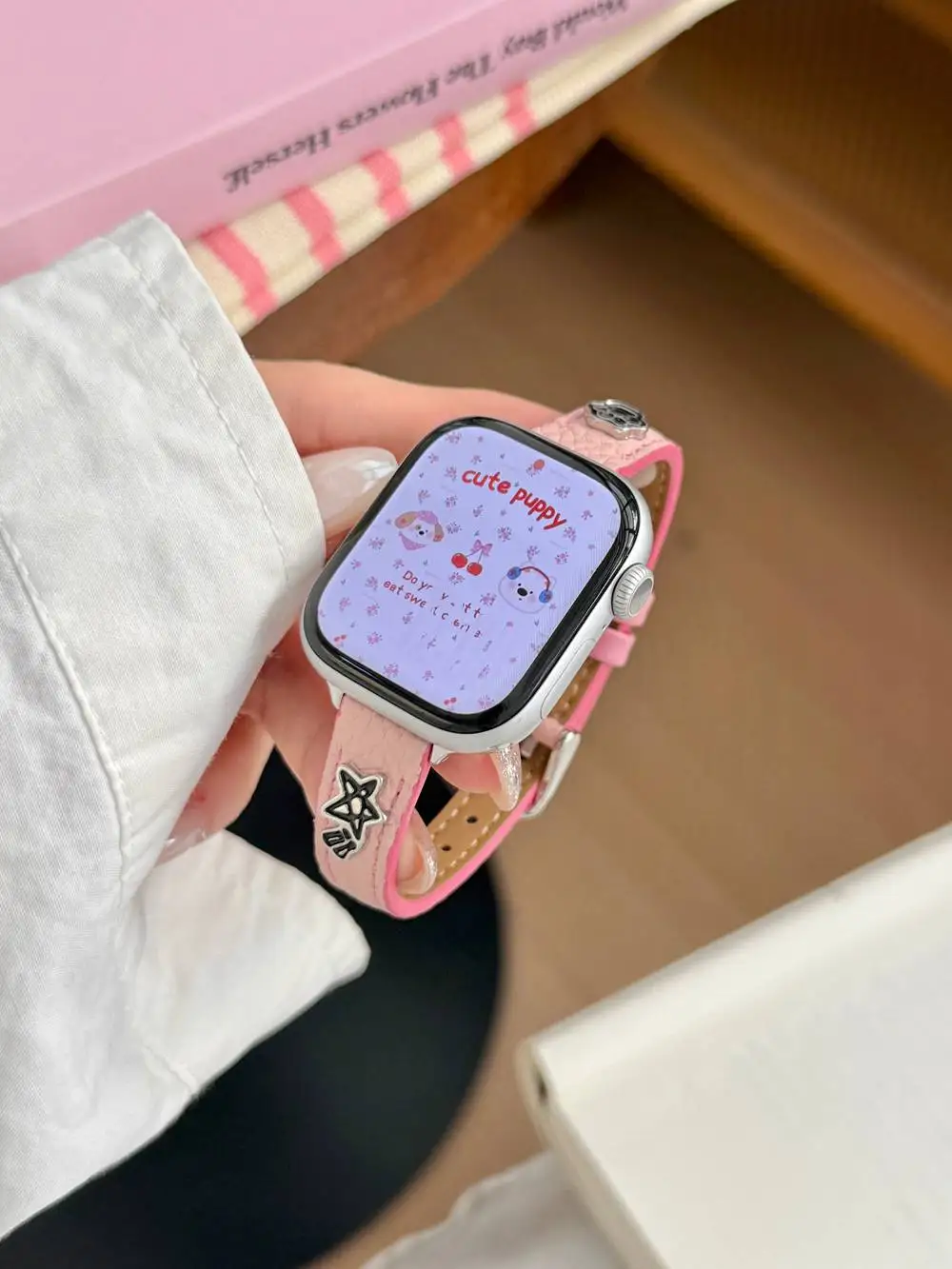 Fashion star leather loop For Apple Watch band Series 10/9/8/7/6/5 38mm 40mm 41mm 42mm 44mm 45mm 46mm 49mm Strap