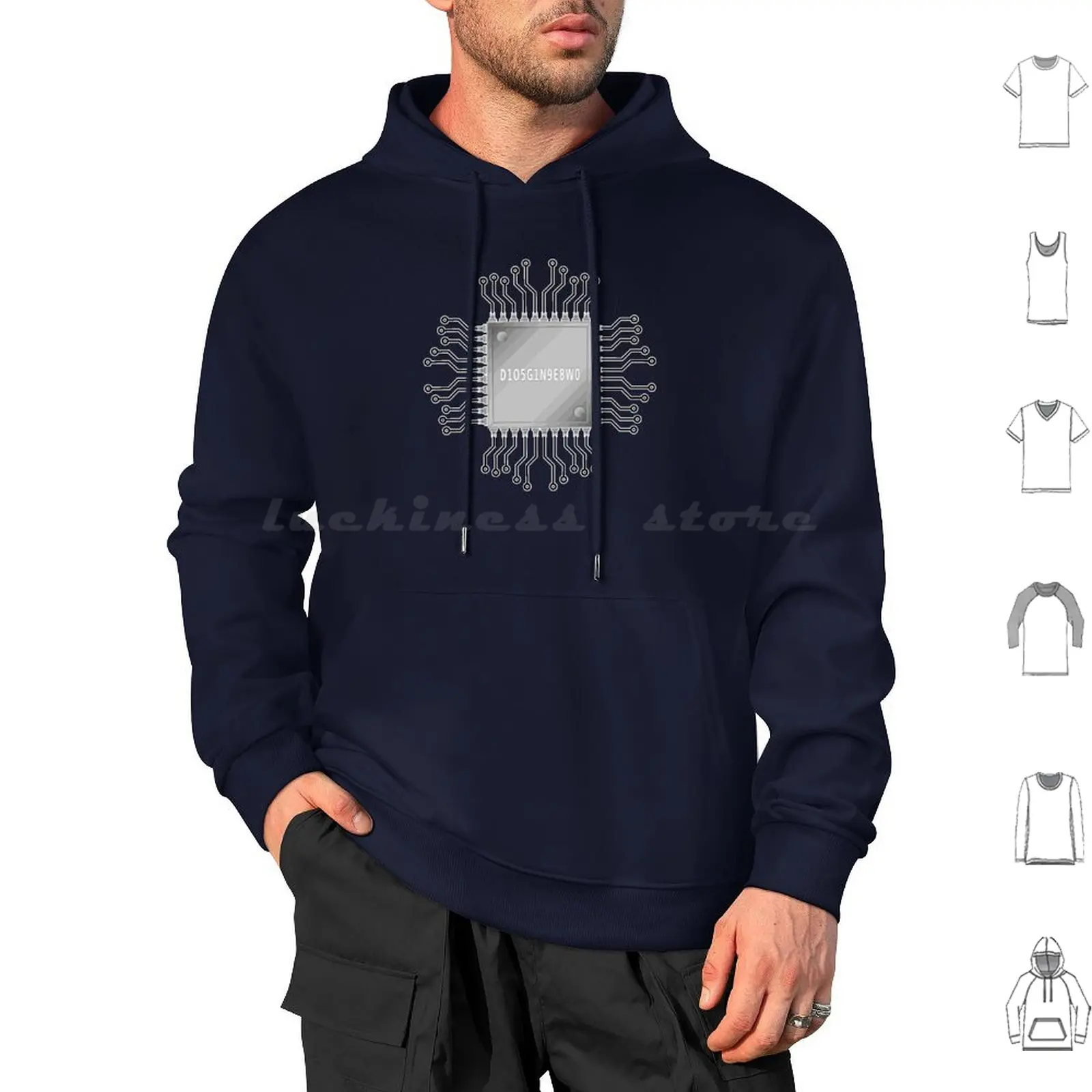 Microchip Hoodies Long Sleeve Microchip Technology Computer Chip Electronic Circuit Science Motherboard Hardware