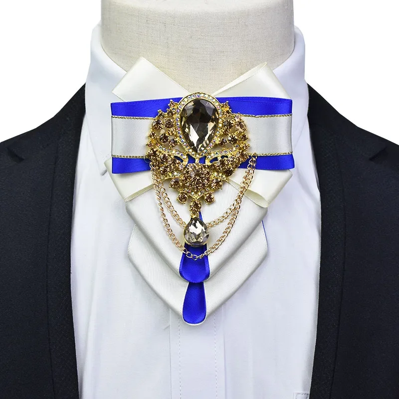 

Original Luxury Rhinestone Bow Tie Brooch Sets High-end Men's Woman's Business Wedding Collar Flowers Handmade Jewelry Gifts