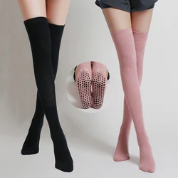 Women Anti-slip Yoga Socks Cotton Indoor Breathable Fitness Pilates Socks Long Tube Ladies Ballet Dance Sports Socks