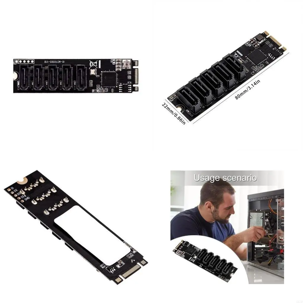 

4X7E Reliable M.2 PCIe3.0 to SATA3.0 Converter Card NVME To SATA3.0 Adapter for Gaming Enthusiasts PC Players