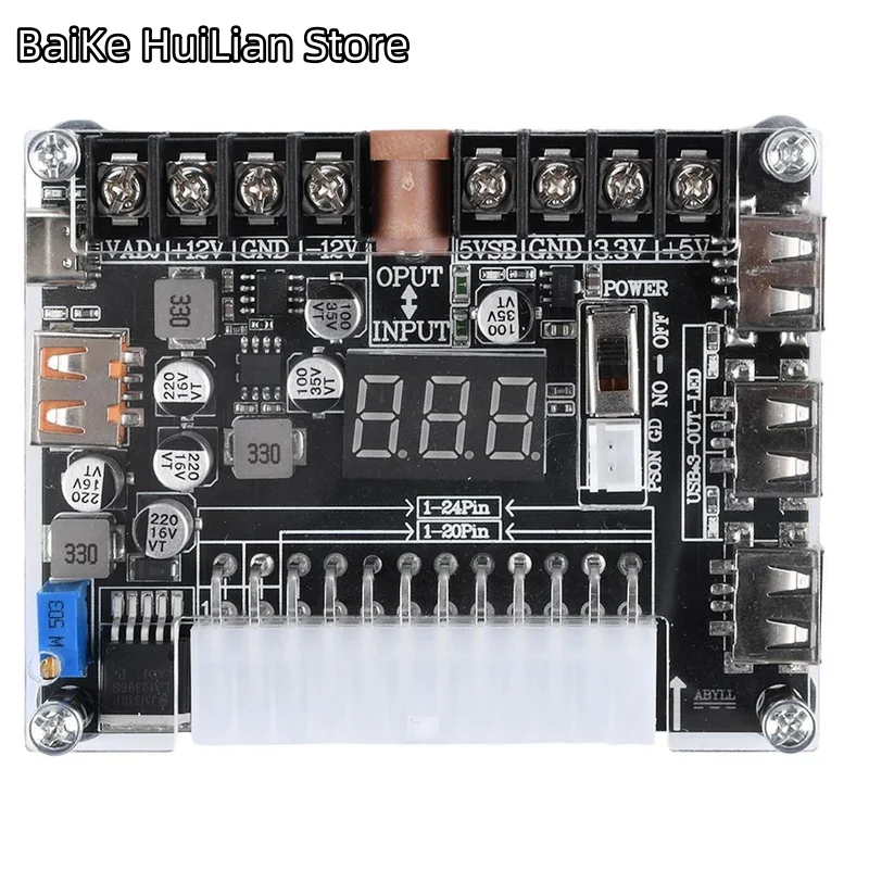 

20/24 Pin Atx Power Adapter Board Power Module Adapter Adjustable Voltage With Red Digital Display Support For Pd2.0/pd3.0