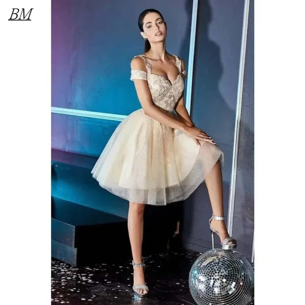 

BM Sexy Card Shoulder Homecoming Dresses 2024 Short Ball Gowns Ceremony Mini Cocktail Prom Party Graduation Gown BM401