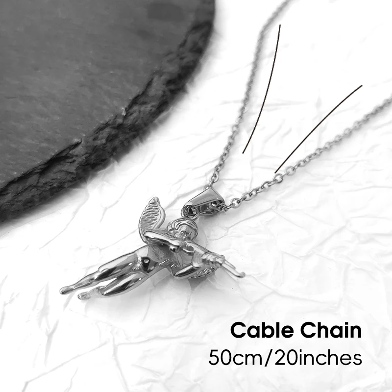 3D Angel Gun Pendant Necklace, 18K Gold Plated