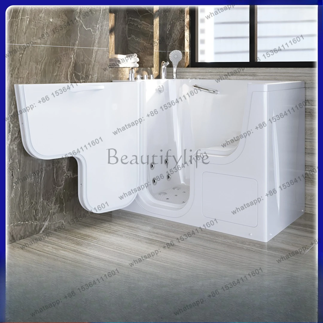 Low threshold elderly walk-in bathtub acrylic side door seated non-slip bathtub cross-border supply factory direct sales