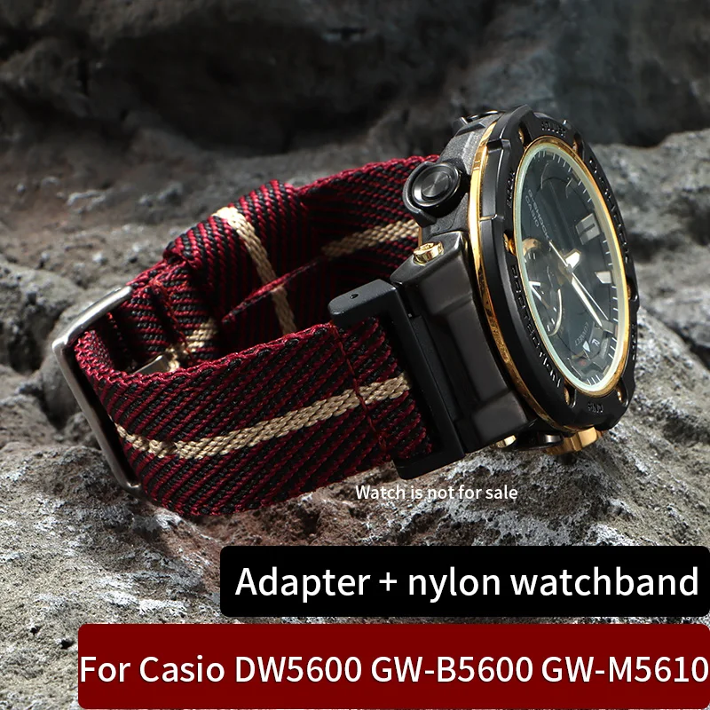 Pulseira de nylon para casio dw5600 GW-B5600 GW-M5610 ga110 ga2100 GA-700 substituir pulseira esportiva com adaptador de aço inoxidável