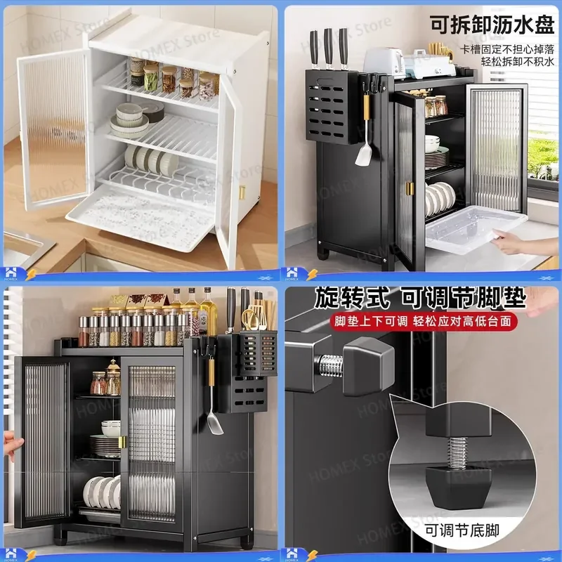 Kitchen Dish Drying Rack Countertop Organizer with Drainage Cover Dustproof Bowl Plate Chopsticks Storage Holder Shelf