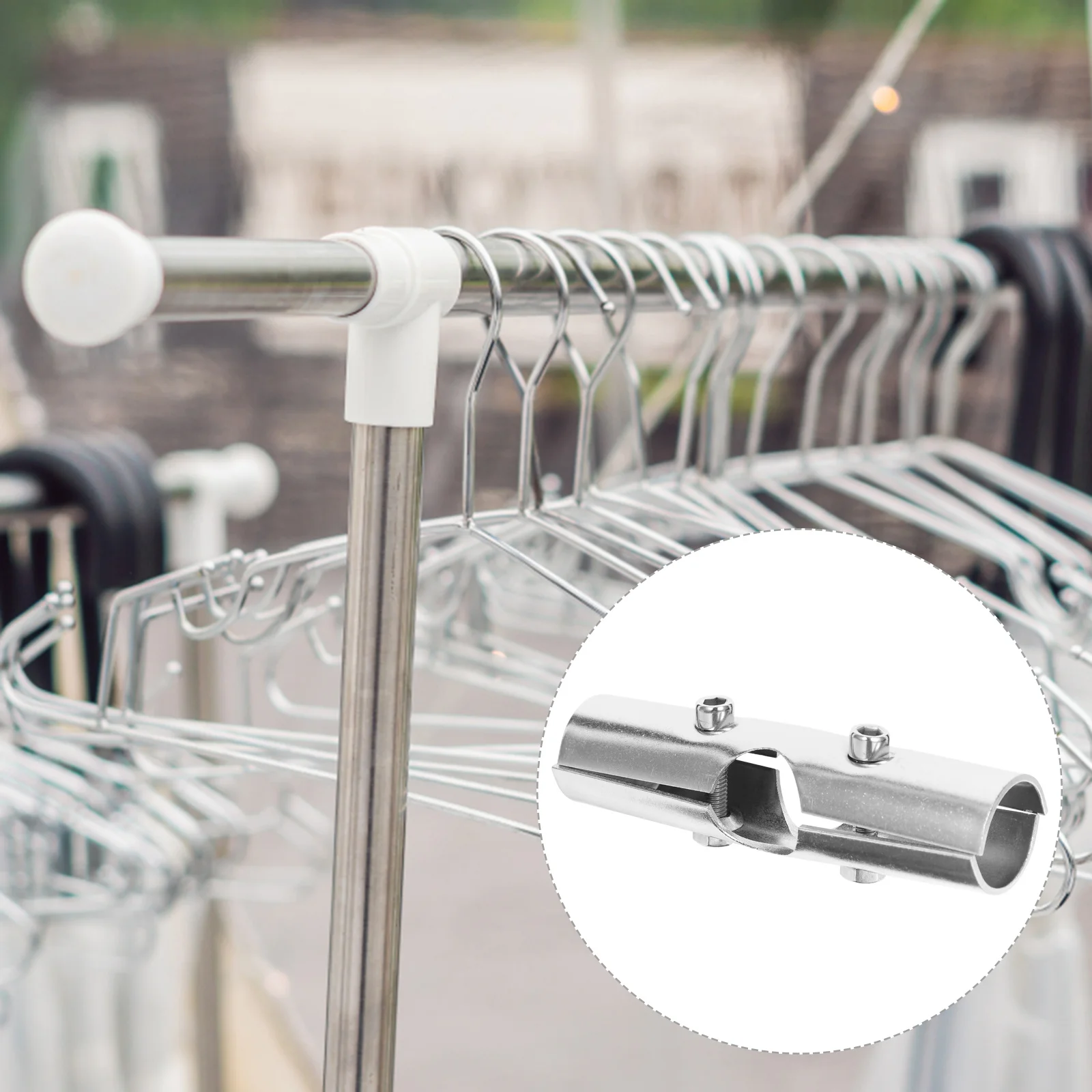 

2 set 2 Sets Stainless Steel Closet Rod Connectors End Sockets For Closet Bathroom Laundry Room Storage Rods Bracket