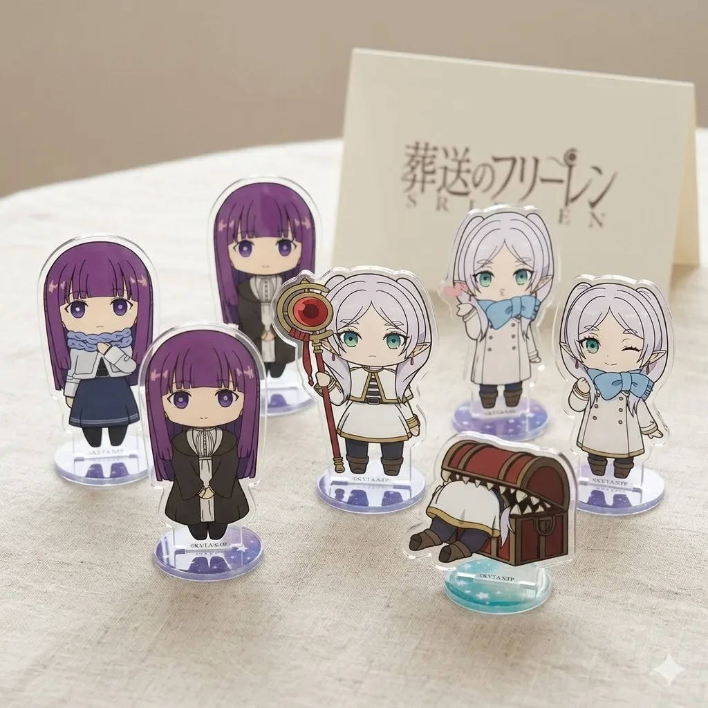 10CM Frieren Beyond Journey's End Anime Acrylic Stand Q-version Frieren Character Standee Desktop Ornament  Keychain Fans Gifts