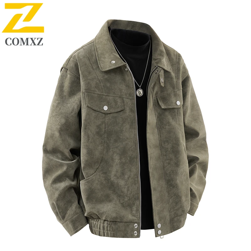 

COMXZ 2025 Autumn Jacket Men Casual Loose Fit Streetwear Coat Brand Luxury Camping Versatile Stand Collar Windproof Jackets
