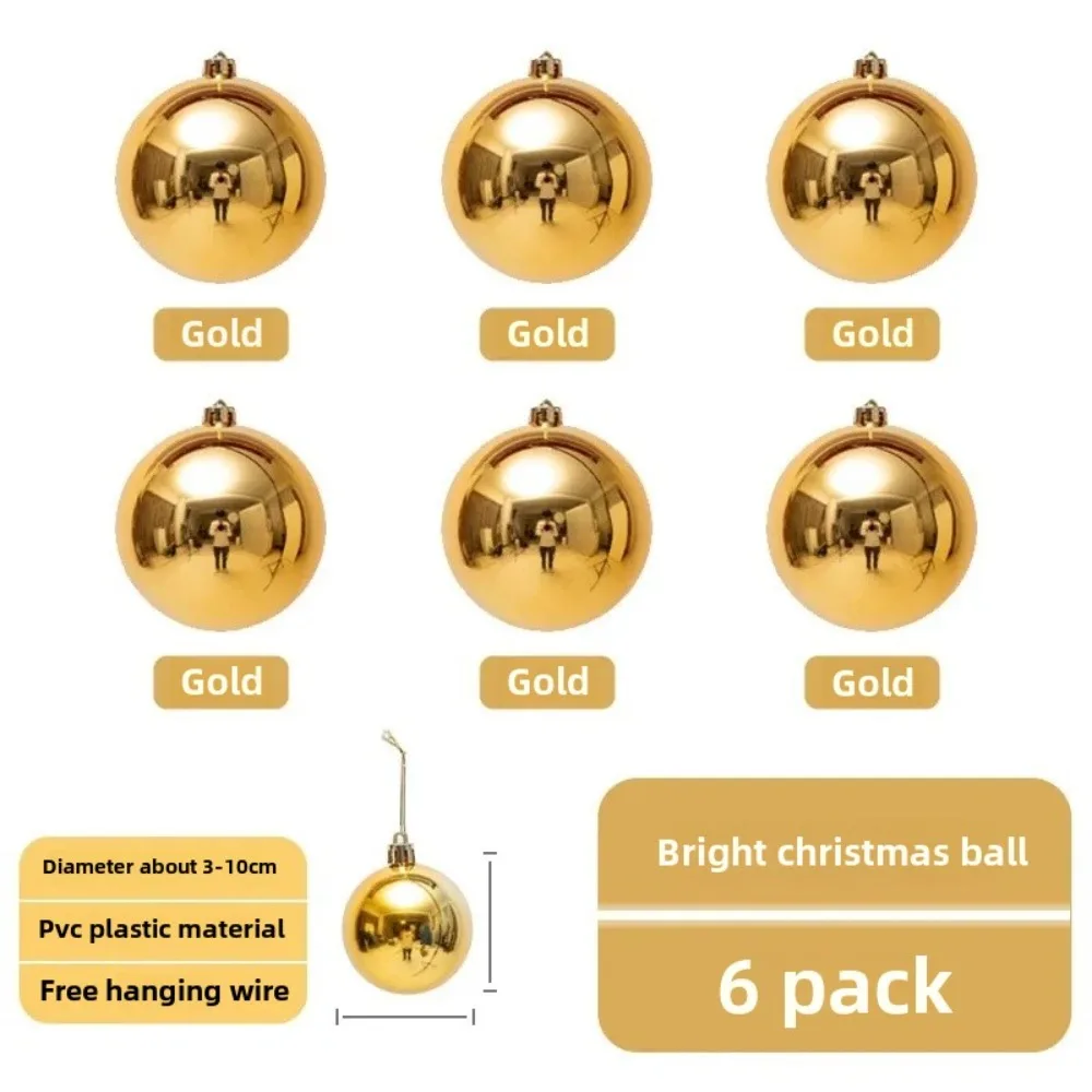 

6PCS High-quality Plastic Giant Christmas Ball 6cm 8cm 5 Colors Christmas Tree Balls Electroplating Xmas Baubles Home