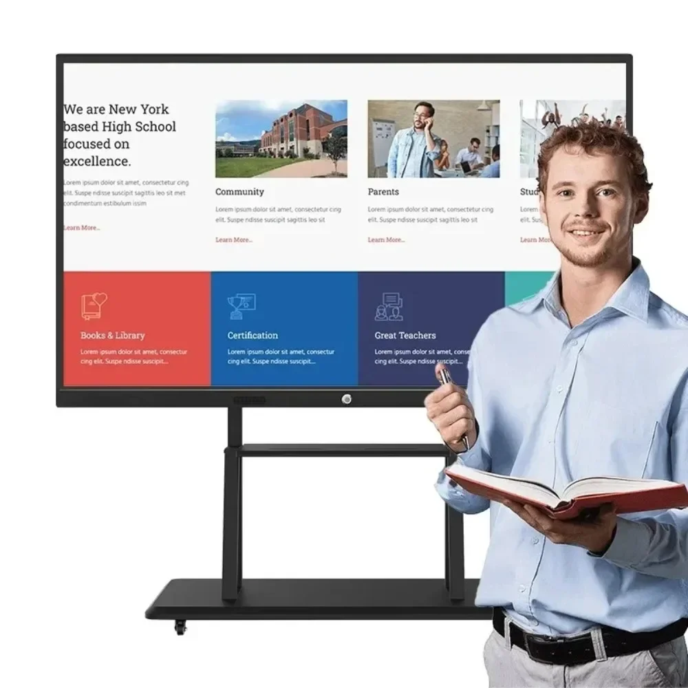 4K Interactive Smart Board Touch Screen Display Android Windows Teaching Whiteboard Pen Finger Touch Conference Display