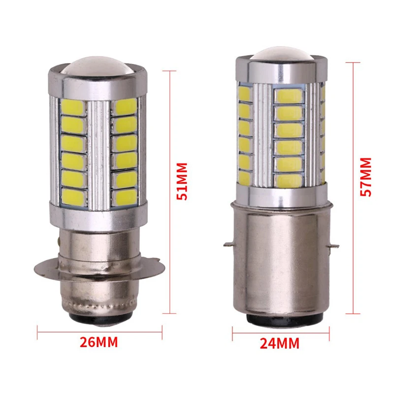 1pc 12/24v px15d ba20d conduziu a lâmpada de luz nevoeiro faróis da motocicleta automóvel 33 smd luz do motor farol automóvel accessoires