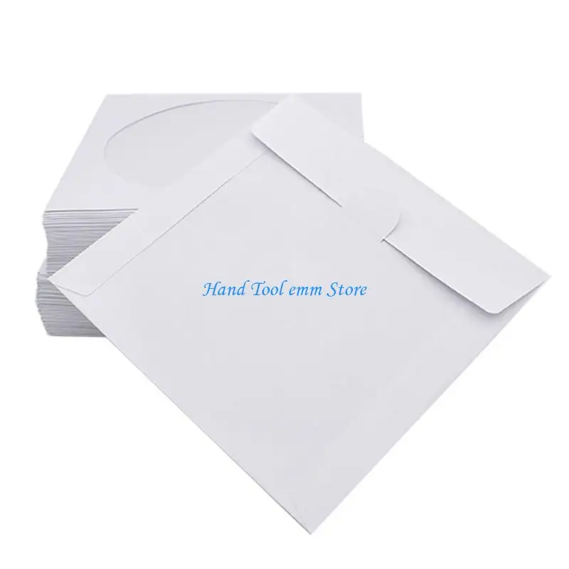 H37F 100Pcs DVD Protective White Paper Disc Storage Bag 100Pcs Portable Paper Bags