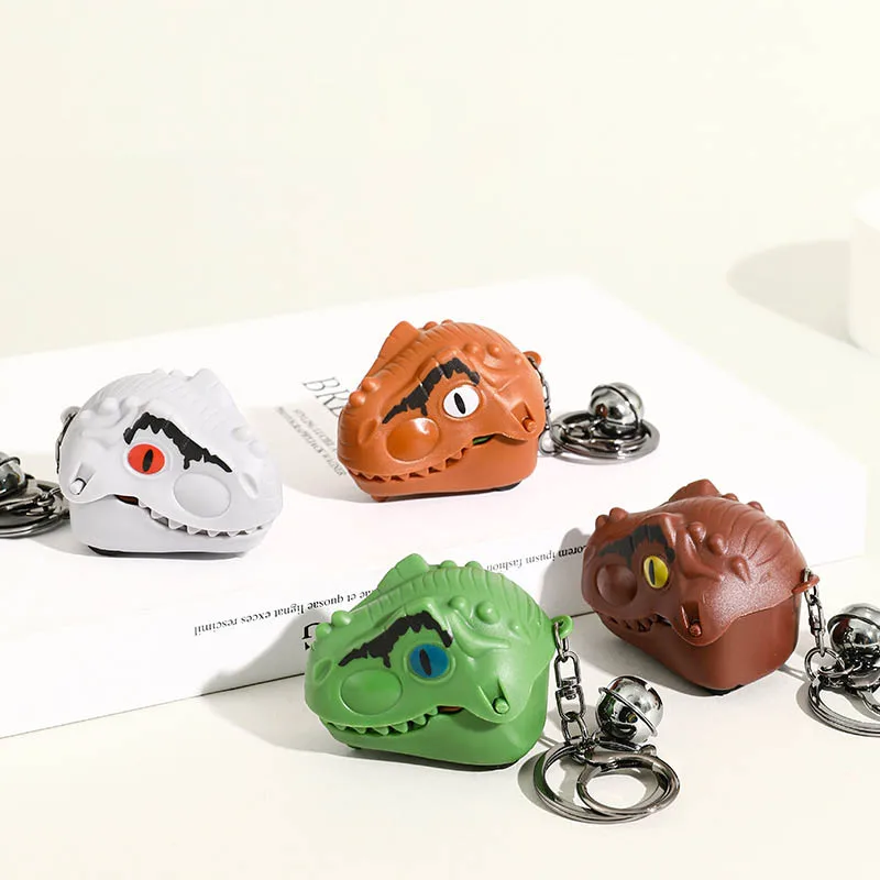 面白いクリエイティブな指噛み恐竜ヘッドおもちゃ車キーホルダーペンダント子供ギフトかわいい恐竜指噛みおもちゃプルバックカー