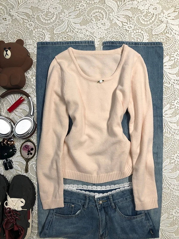 

Розовый длинный вязаный свитер Sve, мягкий уютный женский модный осенний дизайн, уникальный модный топ Byao Girl, оригинальный