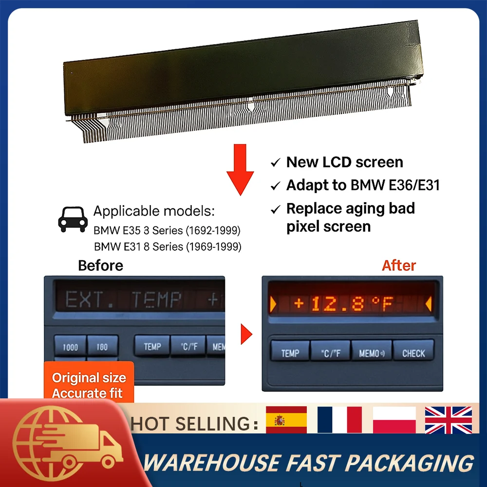 

Для BMW 62136913865 ЖК-дисплей, 11-кнопочный OBC-экран, замена для E36 3-Series M3 1992-1999 бортового компьютера, ремонт пикселей