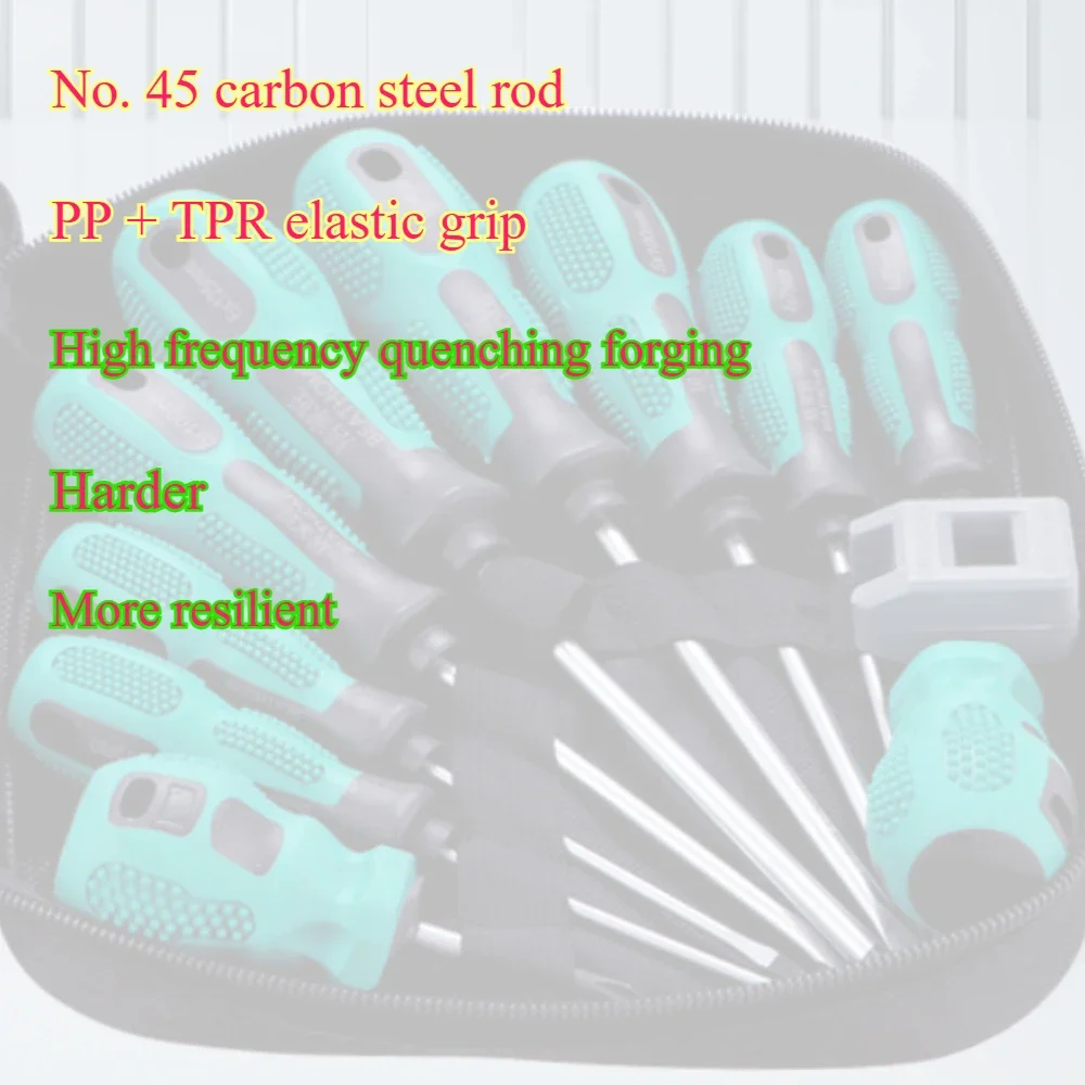 6‑8‑10Pcs Magnetic Screwdriver Set, Phillips & Flat Head With Magnetizer, Non‑Slip Handle Household Industrial Repair Hand Tools