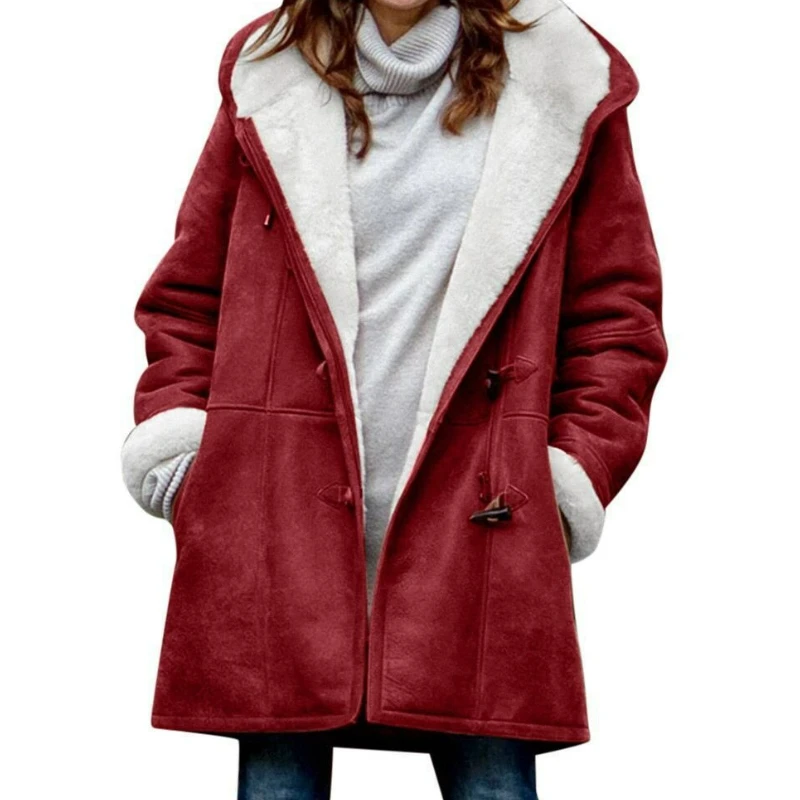 Cárdigan con botones informal de Color sólido estilo Harajuku Simple intelectual de invierno europeo americano abrigo cálido de longitud media con capucha para mujer