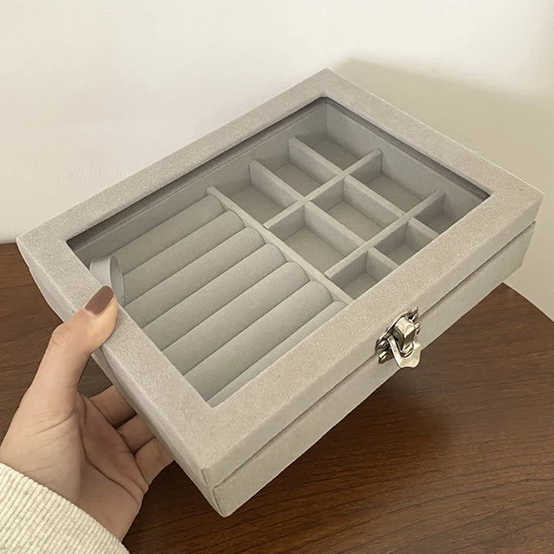 Jewelry Storage Box Earring Ring Necklace Jewelry Display Box Jewelry Classification Dustproof Transparent Flip Lid Jewelry Box