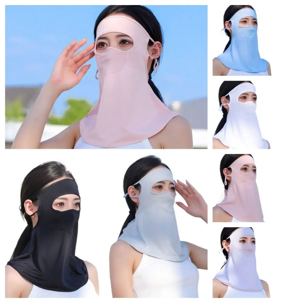 

Anti-UV Summer Sunscreen Mask Ice Silk Bib Sunscreen Veil Ice Silk Mask Face Scarves Face Cover Women Neckline Mask Hiking