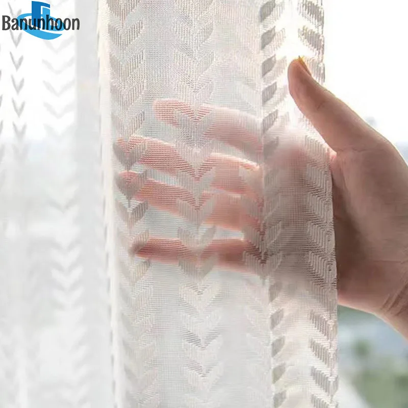 New Sale Cortinas Dormitorio Leaf Mesh Tulle For Living Room Bedroom Glossy Sheer Screen Luxury All-match Yarn For Balcony