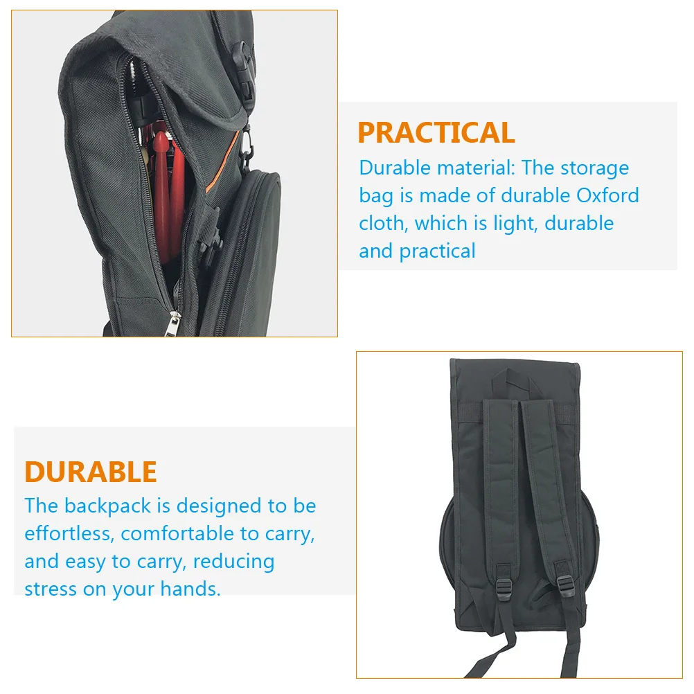 

Durable Oxford Cloth Dumb Drum Backpack Thickened Sponge Black Double Shoulder Bag for Snare Storage Travel Portable Lightweight